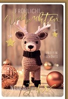 Weihnachten GrußKarte Mit Umschlag GehäKeltes Reh Mit Kugeln