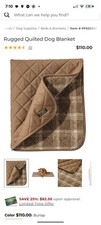 lot 2 L.L. Bean Rugged Quilted Dog Blanket Size Large 34" By 44" Burlap 300864