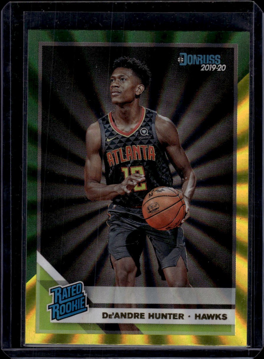 2019-20 Donruss Holo Green and Yellow Laser #204 De'Andre Hunter Hawks Rookie