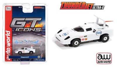 Auto World Thunderjet GT Icons Chaparral 2F 222 White 1/64 HO Scale Slot Car