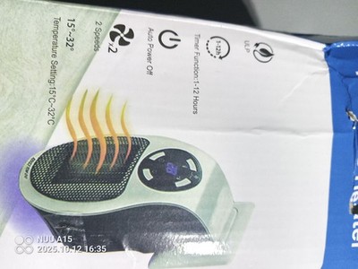 Portable Ceramic Personal Heater With Remote,1-12 Hour Time, Auto Power Off,2 Sp