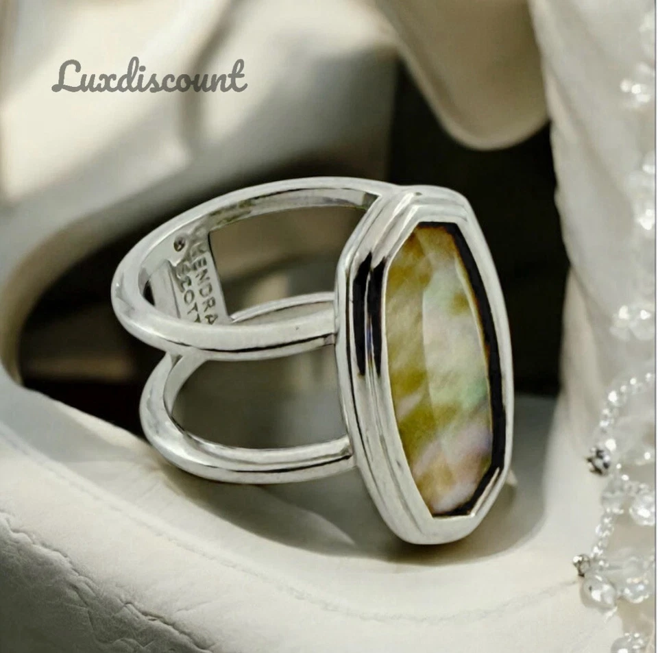 Anillo de cóctel Kendra Scott Dani plateado enmarcado abulón dorado Foto 2 de 4