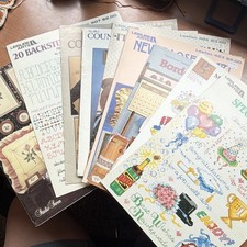 Vintage 1980 s Lot, 12 Counted Cross Stitch P...