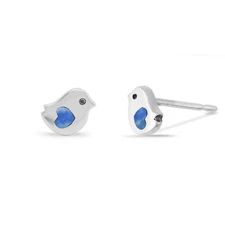 Boma Jewelry Sterling Silver Little Bird Stud Earrings Synthetic Lapis
