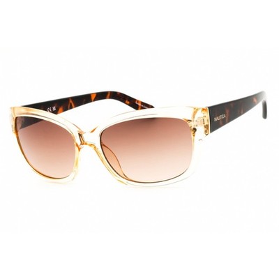 Nautica Women's Sunglasses Peach/Brown Rectangular Full Rim Frame N2223S 830