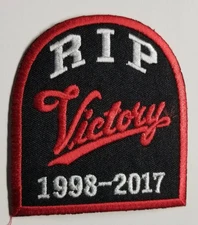 RIP Victory Motorcycle 1998-2017 Embroidered red Patch approx 3x3"