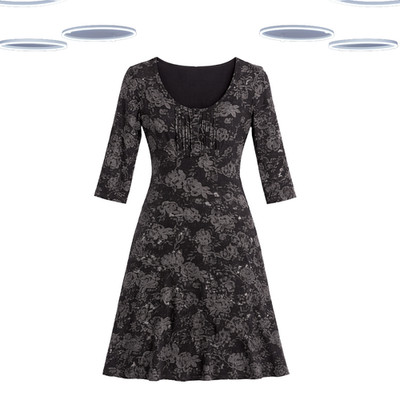 Ex Fat Face Damen Kleid - 3/4 Arm Jersey Gemma Tonal Rose Grau