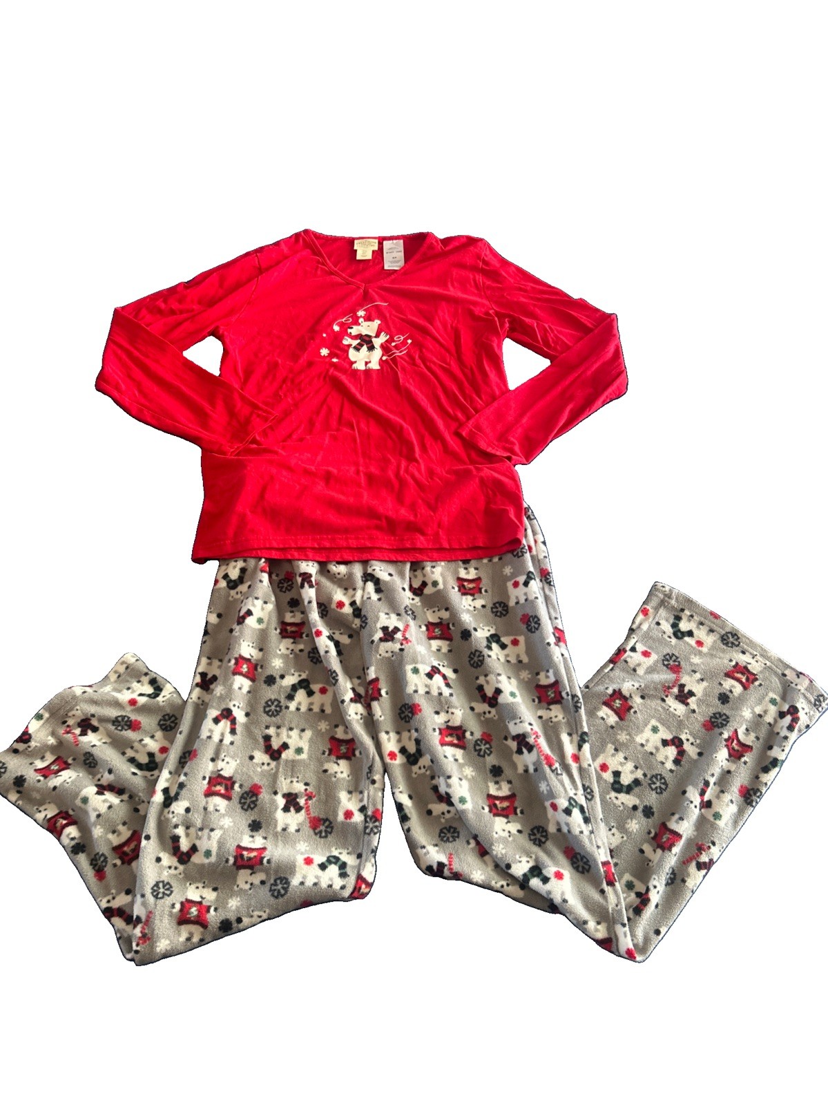 Telluride Clothing Company Women’s Christmas Pajamas Small Red & Gray Polar Bear