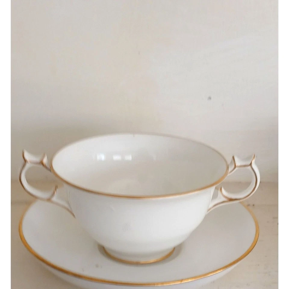 Antiguo Juego de 6 Tazas y Platillos Caldo Spode Copeland Doble Manija Foto 2 de 4