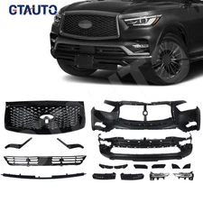 Front Bumper Cover Grille Trim Fog Light Bracket Kit For Infiniti QX80 2018-2022