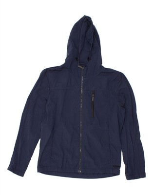 Calvin Klein Herren Regenjacke mit Kapuze UK 40 Large Navy Blau Polyester BY26