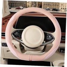 Nappa Leather Pink D Shape Steering Wheel Cover, Advanced Microfiber Leather