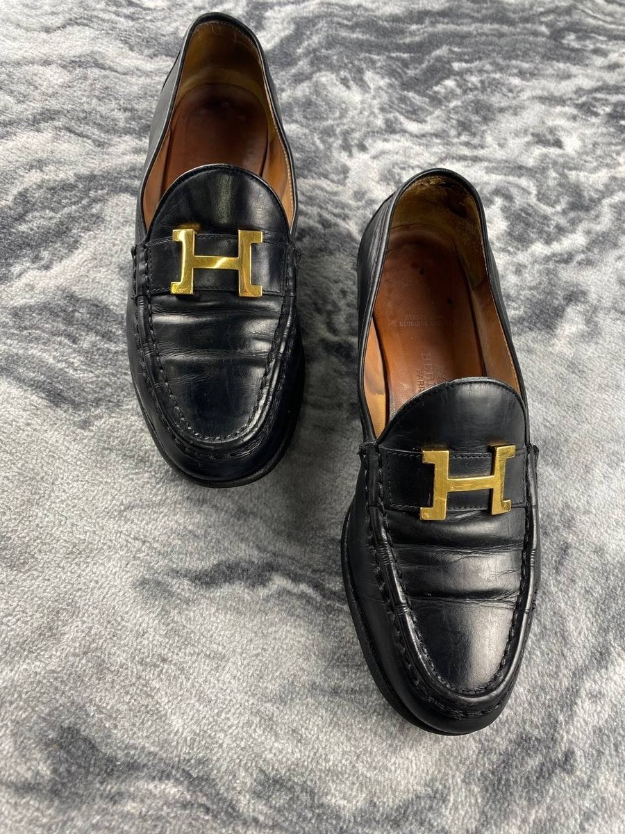 靴 Hermes Vintage Constance Loafers black Vintage Hermes Constance Leather Loafers Women Size 37.5 Black | eBay