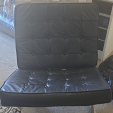 Black Tufted Faux Leather Lounge Chair,Barcelona style 70x75x75cm