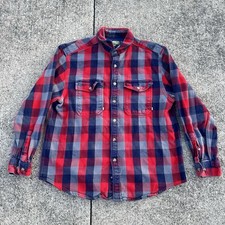 Gander Mountain Heavy Flannel Shirt USA Made Plaid Cotton Mens L