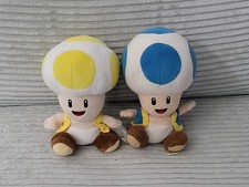 2010 Nintendo Super Mario Bros Blue Yellow Toad Stuffed Animal Plush Toy Doll
