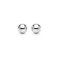 14k White Gold Spherical Stud Earrings 3mm 