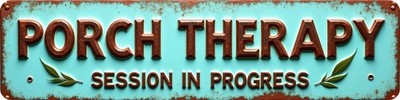 Porch Therapy Session In Progress 2D Metal Street Sign 16x4in Aluminum Wall