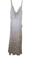 Lulus Promise My Passion White Satin Jacquard Maxi Dress  Neck Floral XS