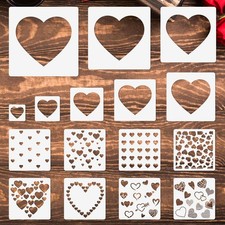 JarThenaAMCS 16Pcs Heart Shaped Stencils Assorted Reusable 16 pieces