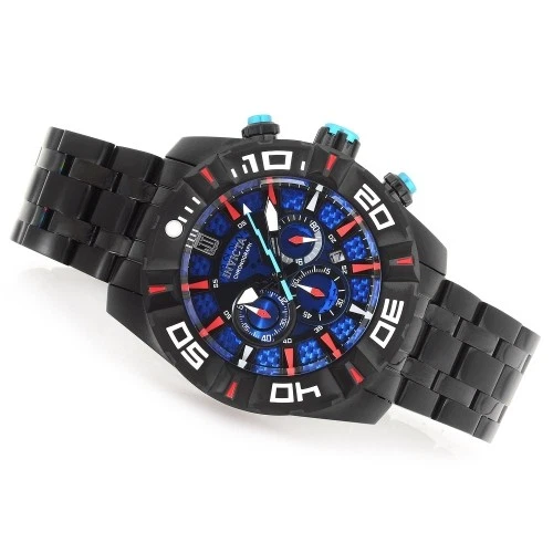 Invicta 24847 Jason Taylor Rojo Azul 50mm Cuarzo Cronógrafo Negro Hombre Reloj - Imagen 3 de 4