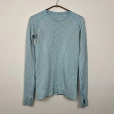 STAINS!! Lululemon Size S? Rest Less Pullover Long Sleeve Caspian Blue Crewneck