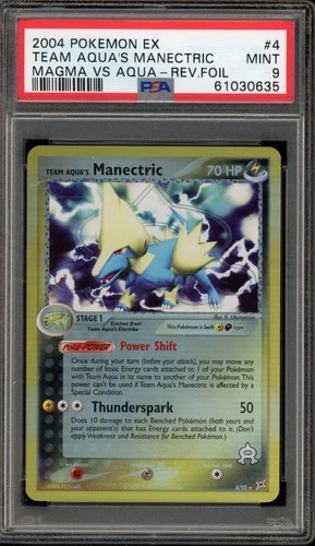 Pokemon Team Aqua's Manectric EX Magma Vs Aqua Reverse Holo Rare #4 PSA 9 Mint