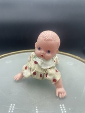 Vintage Celluloid Or Plastic Crawling Baby Doll Wind Up Toy 4  Works