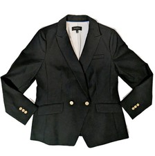 NWD TALBOTS Black Cotton Blend Double Breasted BLAZER JACKET Womens 8 Fits M