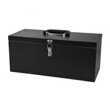 Steel Tool Box Lockable Storage Case 16 Inch Black Garage Office Valuables