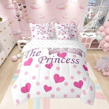 7 Pieces The Crown Comforter Set Twin, Fashion Princess Crown Bedding for Kid...