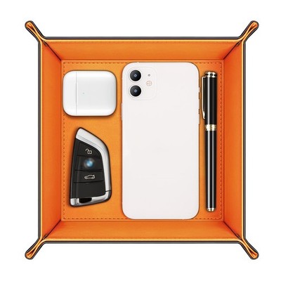 Valet Tray Desktop Storage Organizer PU Leather Orange THJCZ56-AEU SITHON Vanity