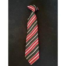 Boys Red Black Grey Striped Clip-On Necktie Formal Dress 100 Polyester