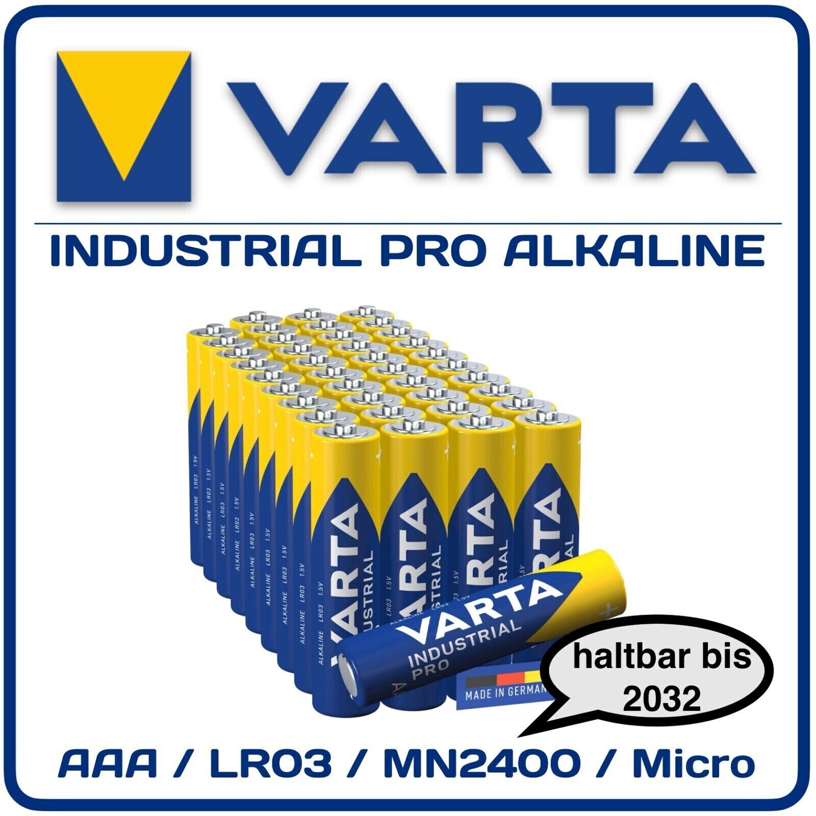 VARTA Power Batterien PRO AAA Micro Alkaline NEU aus 2024 Haltbar bis 2032