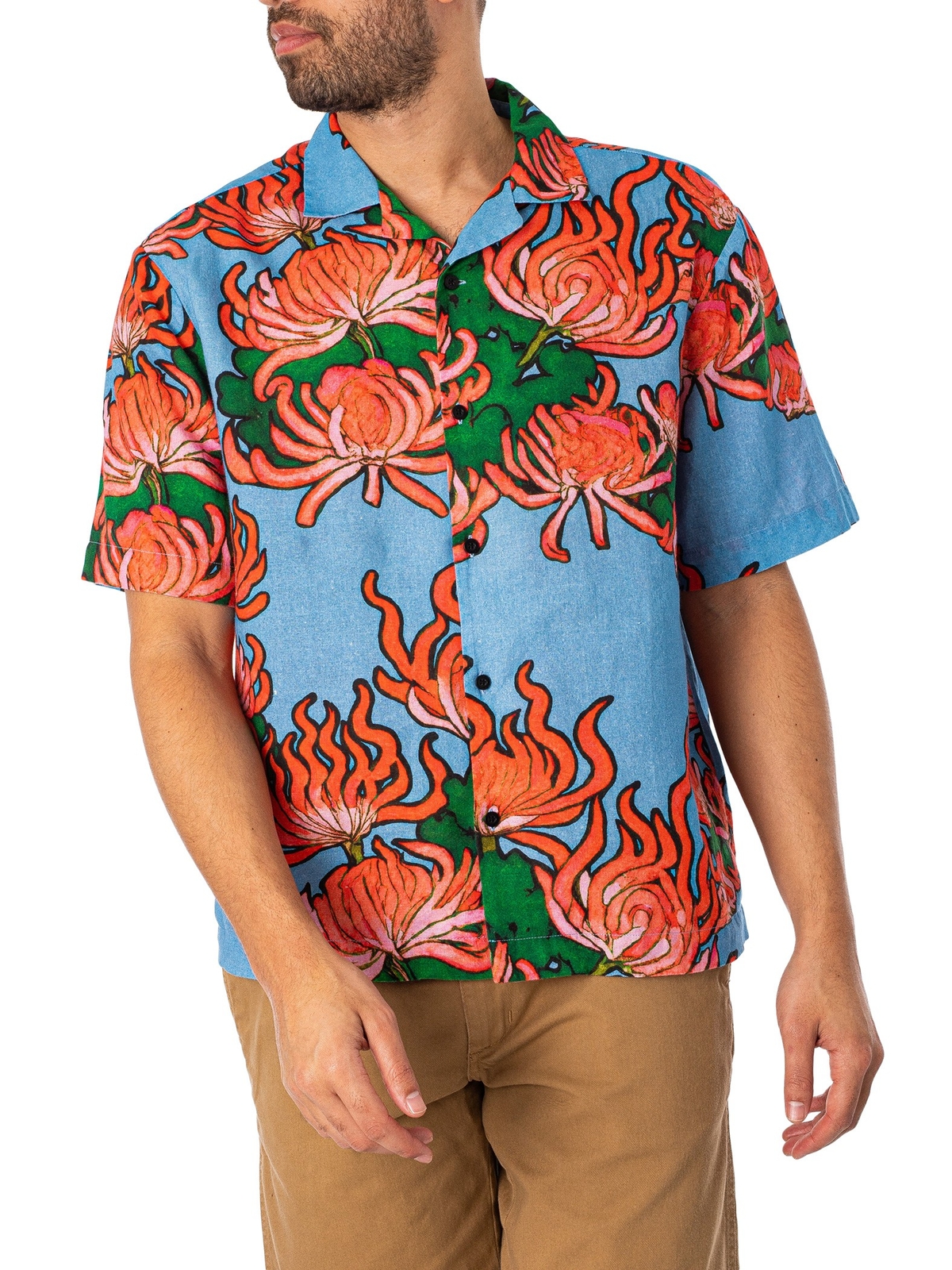 Разноцветная мужская рубашка Edwin Kiku с коротким рукавом