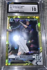 2021 BOWMAN CHROME DRAFT SAPPHIRE KYLE MANZARDO 1ST YELLOW REFRACTOR /99 Gem 10