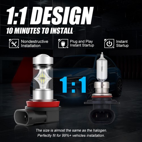 2X AUXBEAM LED Fog Light Bulbs H8 H11 Fog Light Bulb White High Power DRL Lamps - Picture 8 of 12