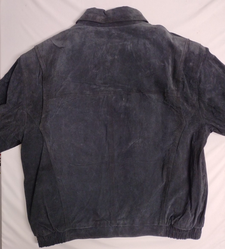 Cappotto giacca uomo pelle scamosciata full zip edizione basic L nero trapuntato foderato - Foto 3 di 15