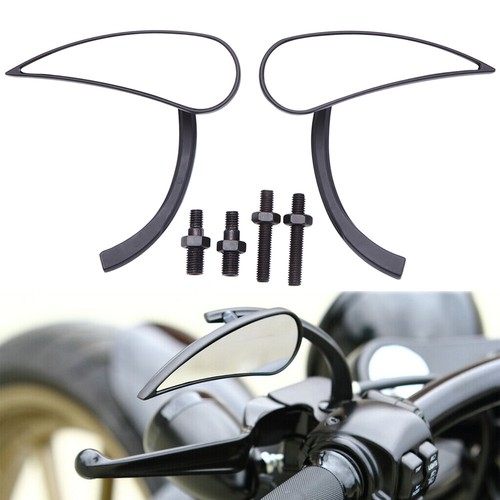 Black Teardrop Motorcycle Mirrors For Harley Sportster XL 1200 XL883 FLSTC FLSTF - Picture 4 of 12