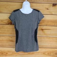 RBX Activewear Tshirt Womens Size M Gray Heathered Polyester Blend Short Sleeve