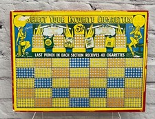 Vtg Nickel Cigarette Punch Board Game UnPunched W/Key Lucky Strike Camel