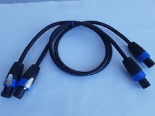 2pack SpeakON 2-Conductor 12AWG w/Neutrik NL4FX DJ's Pro Audio Speaker Cable 3FT