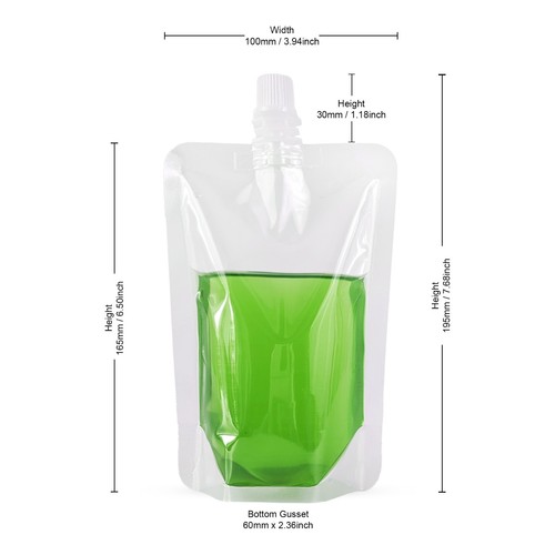 Silver White and Transparent Spout Pouches for Liquid, Juice 100ml to 5 Litre - Picture 43 of 120