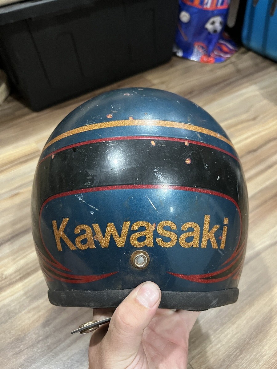 Vintage 70s Kawasaki Full Face Helmet Motorcycle Bike USA Made | eBay