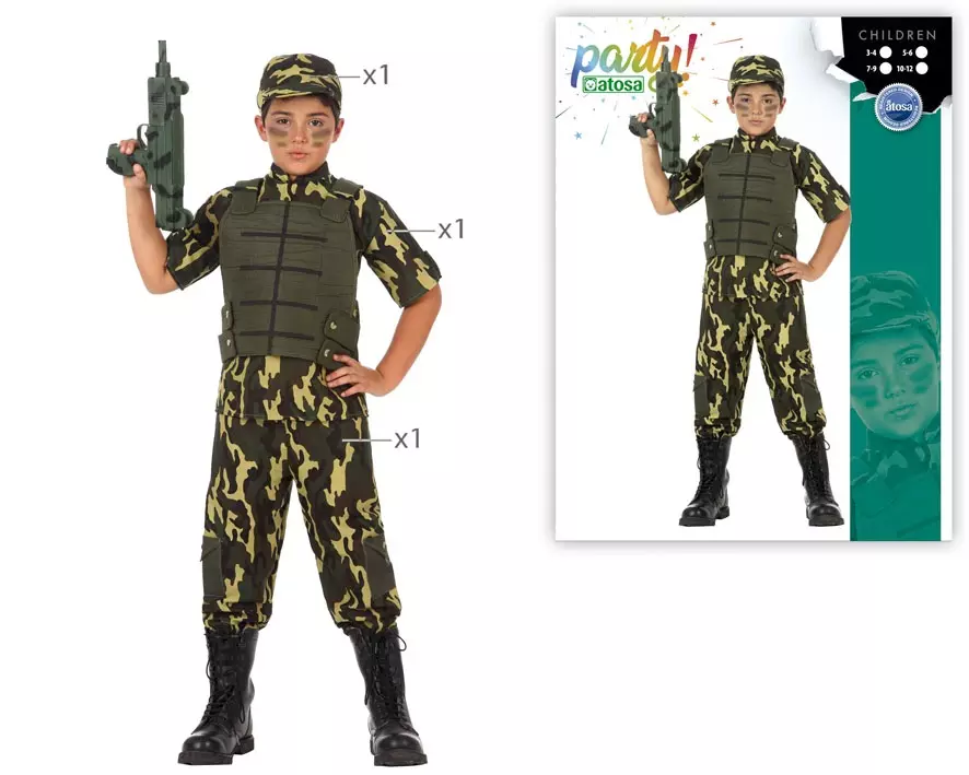 Costume da militare soldato bambino mimetico vestito divisa mimetica  carnevale