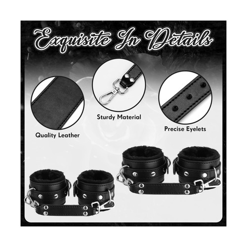 6 Pcs Bondage Kit Restraints Toys Adjustable Leather Handcuffs Thigh Cuffs An... - Picture 4 of 6