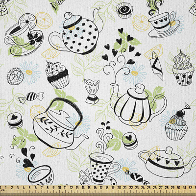 Tee Party Microfaser Stoff als Meterware Doodle Herzen