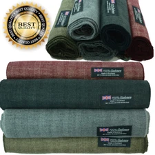 Men Women Unisex 100% CASHMERE Scarf Pure Plain thick stripe Soft Wool SCOTLAND