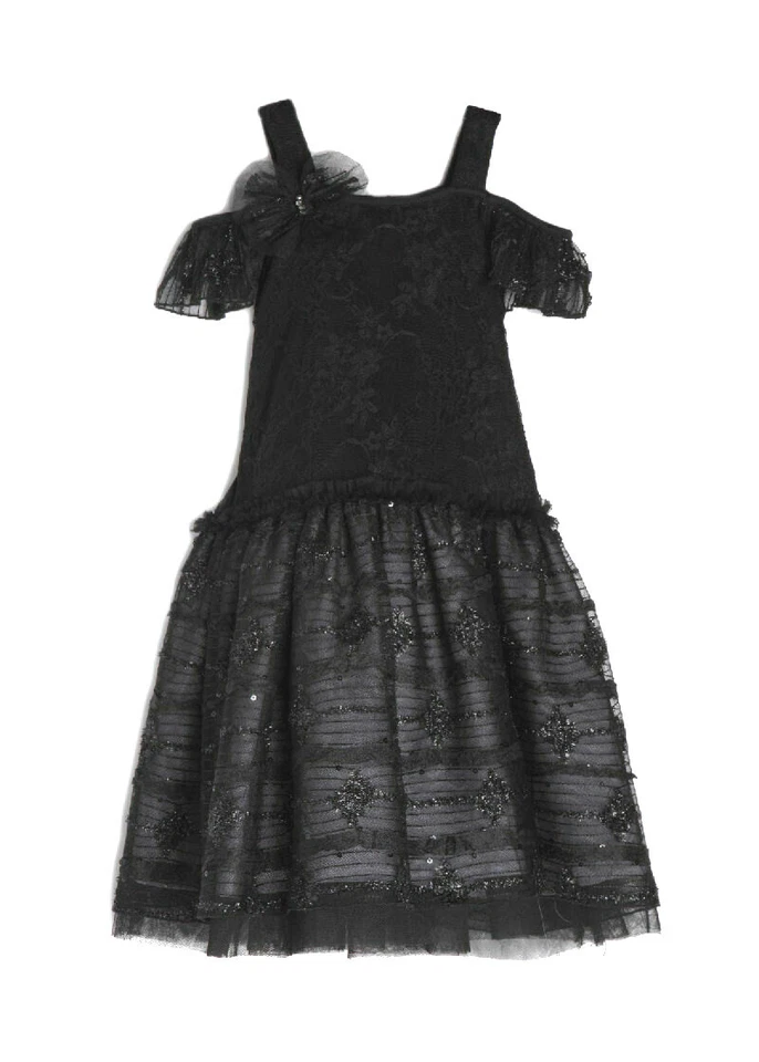 ❤️ 6x Vestido de Natal Isobella & Chloe Fantasia Preto Brilhante Meninas Novo com etiquetas $60 Ret ❤️ - Imagem 2 de 3