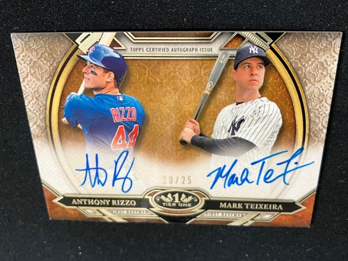 ANTHONY RIZZO MARK TEIXEIRA 2015 TOPPS TIER ONE DUAL AUTOGRAPH /25 YANKEES AUTO - Picture 4 of 5